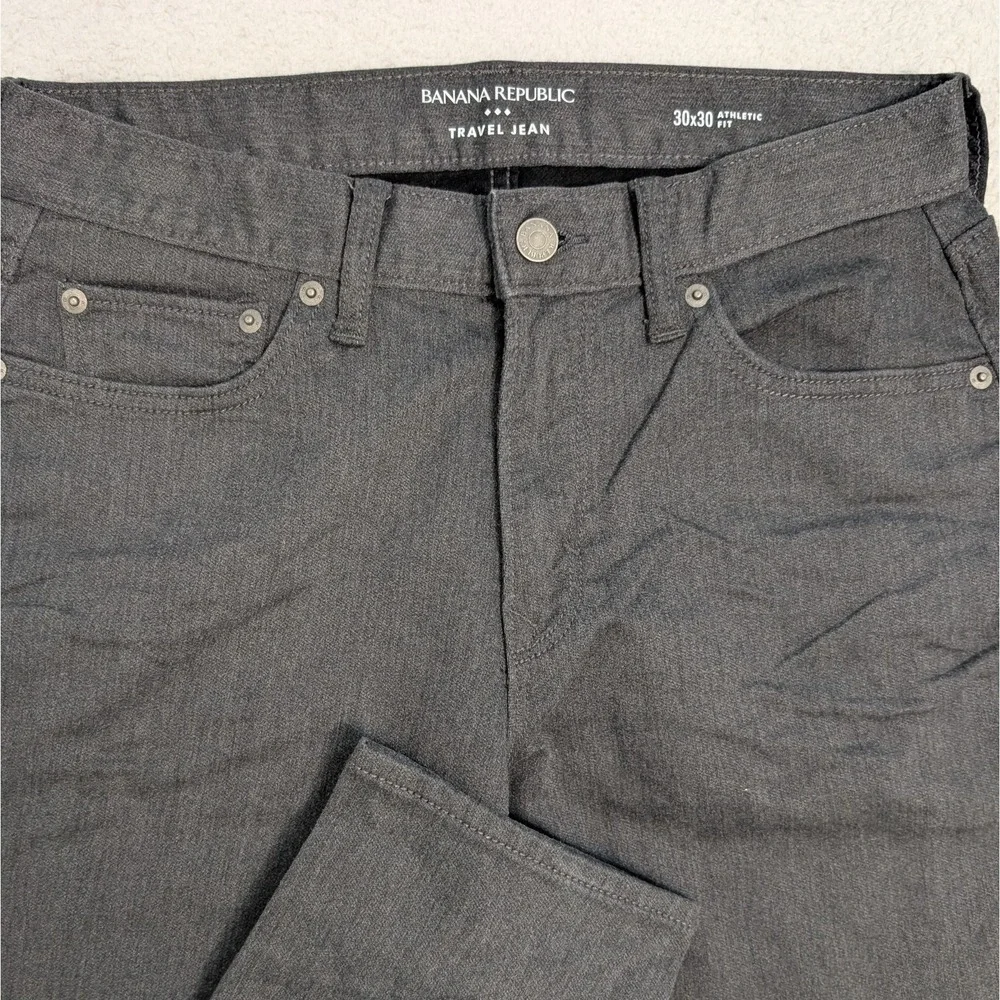 Banana Republic Travel Jeans Mens 30x30 Gray Athletic Fit Stretch 5 Pocket Pants